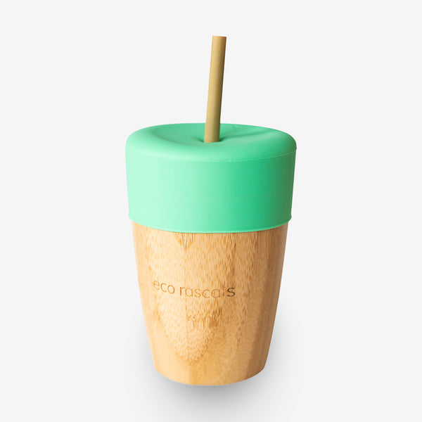Eco Rascals 240ml Bamboo Cup & 2 Straws - Green
