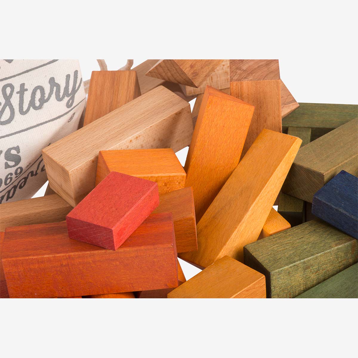 Wooden Story Rainbow XL Blocks in Sack - 50 pcs