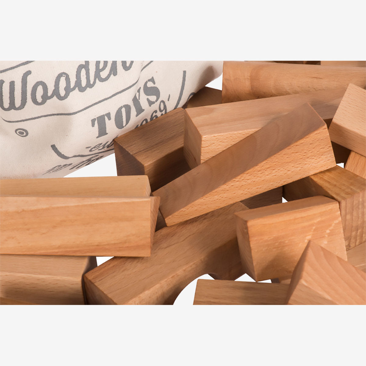 Wooden Story Natural XL Blocks in Sack - 50 pcs