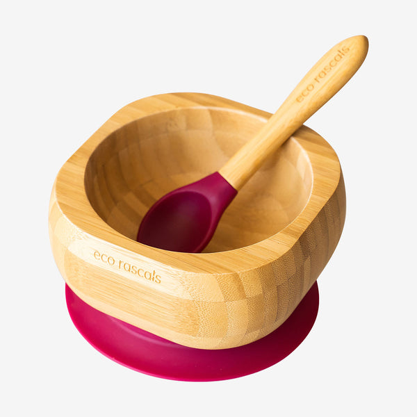Eco Rascals Bamboo Bowl and Spoon Set - Red