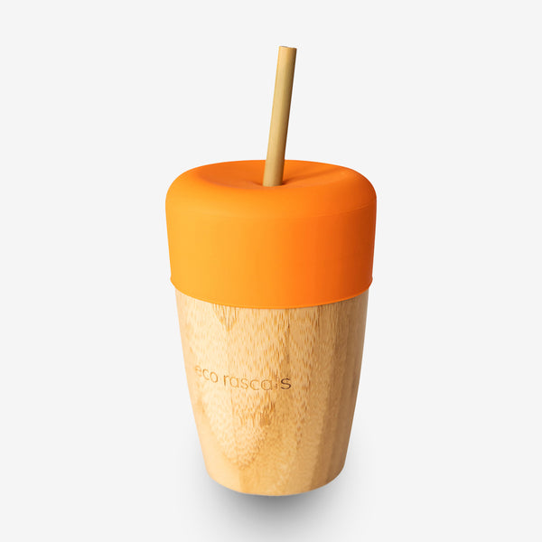 Eco Rascals 240ml Bamboo Cup & 2 Straws - Orange