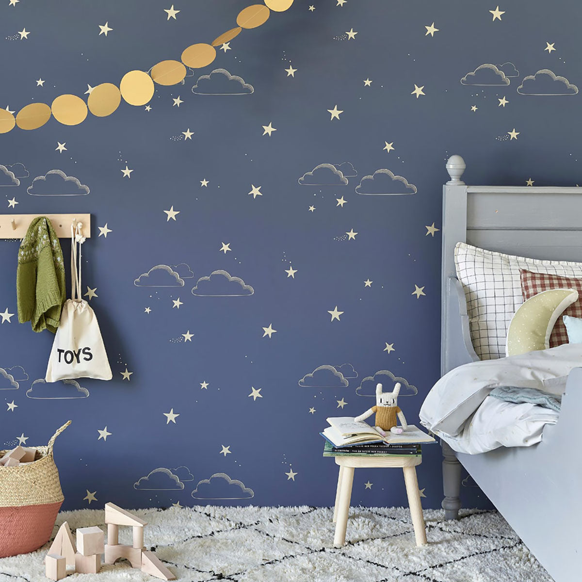 Hibou Home Starry Sky Wallpaper - Indigo Blue/Gold