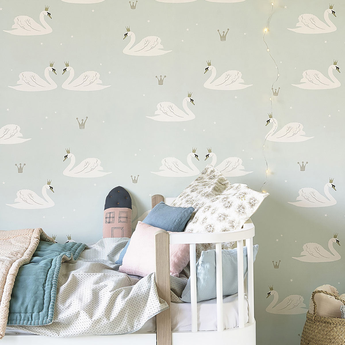 Hibou Home Swans Wallpaper - Mint