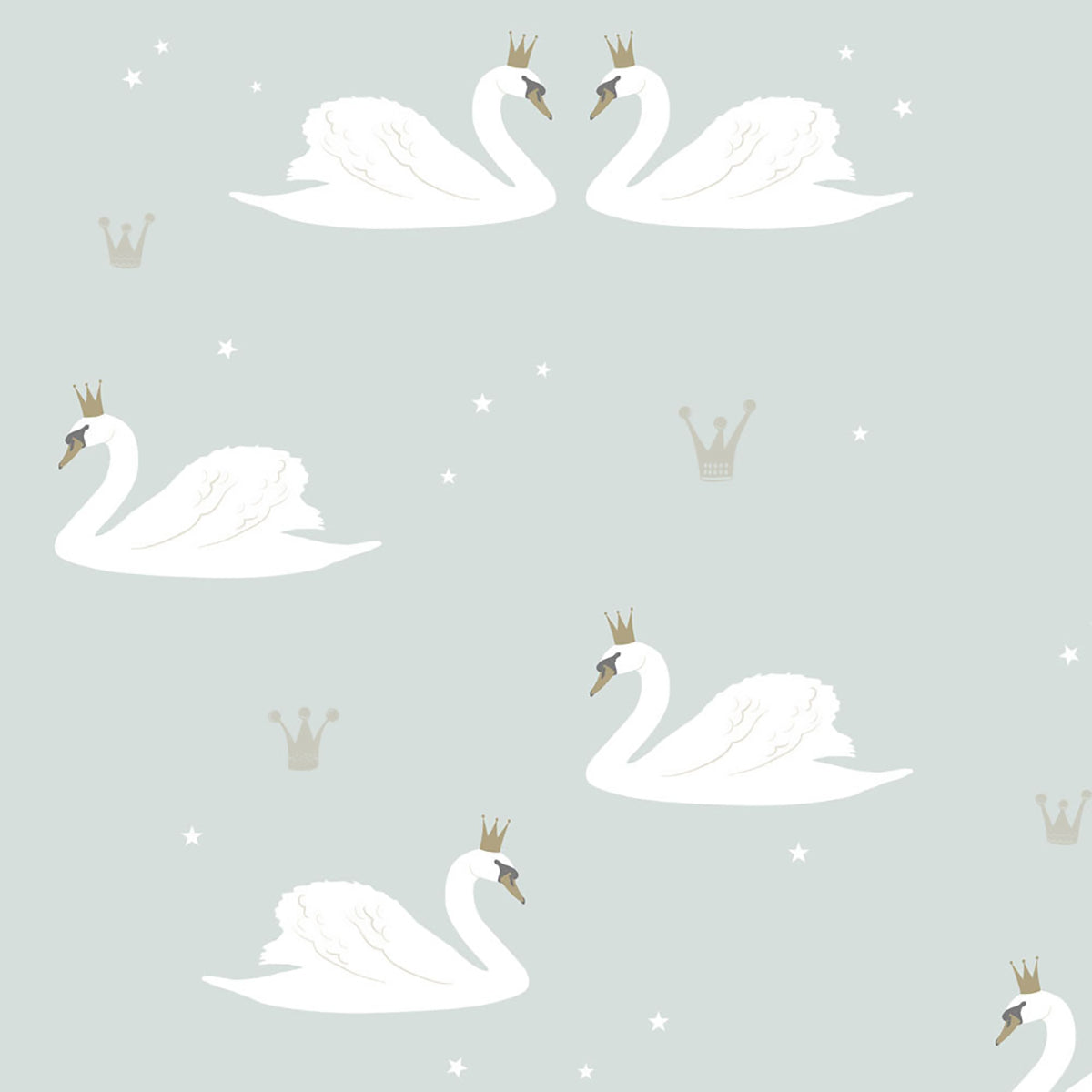 Hibou Home Swans Wallpaper - Mint