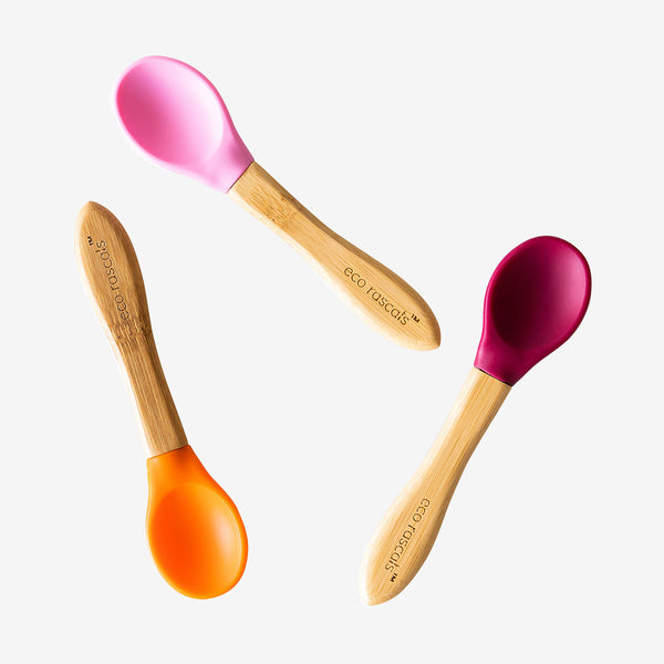 Eco Rascals 3-Pack Bamboo Spoons - Pink, Red & Orange