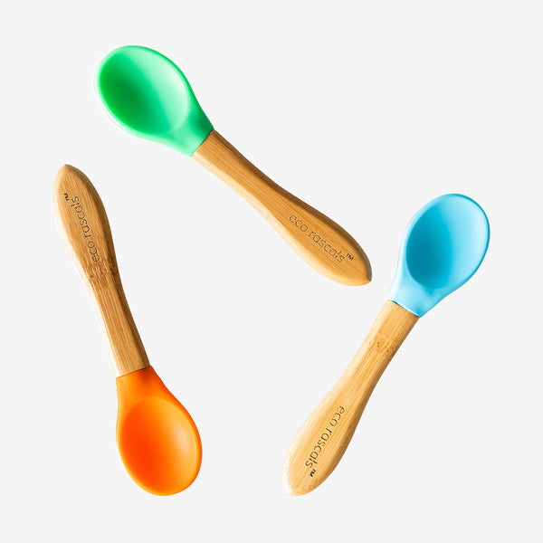 Eco Rascals 3-Pack Bamboo Spoons - Blue, Green & Orange