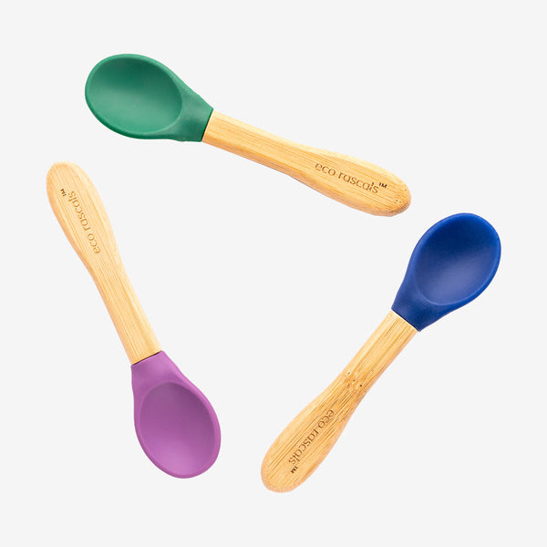 Eco Rascals 3-Pack Bamboo Spoons - Purple, Green & Navy