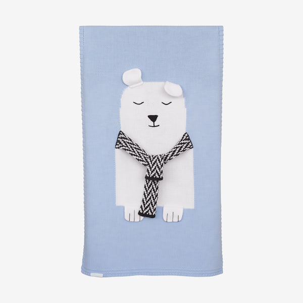 Apero Knit Bear Blanket - Blue