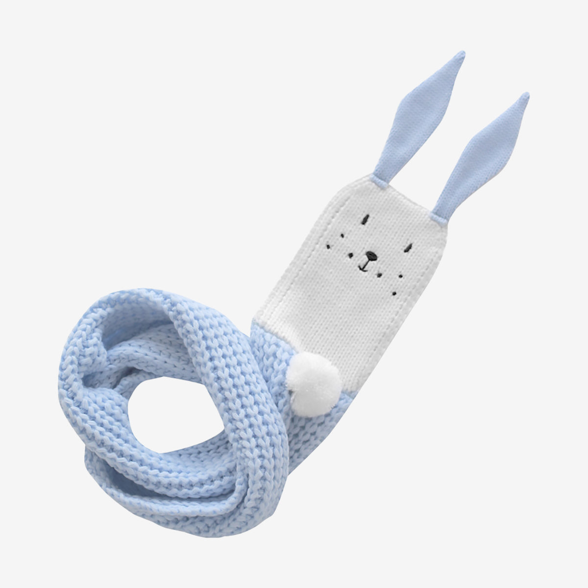 Apero Knit Merino Wool Bunny Scarf - Blue