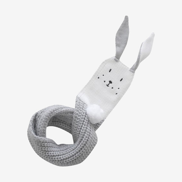 Apero Knit Bunny Merino Wool Scarf - Grey