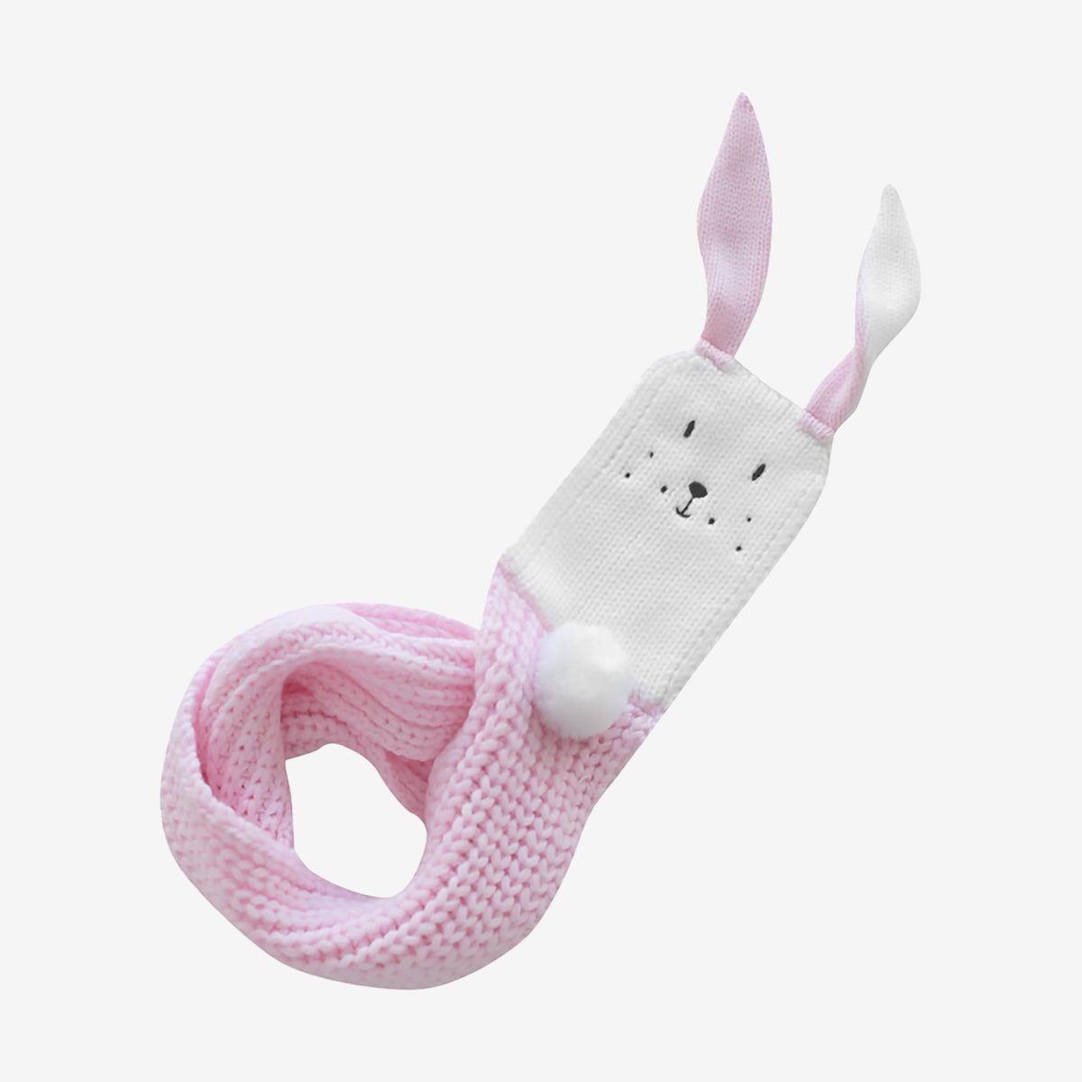 Apero Knit Kids Merino Wool Bunny Scarf - Pink