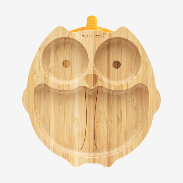 Eco Rascals Bamboo Owl Plate - Orange