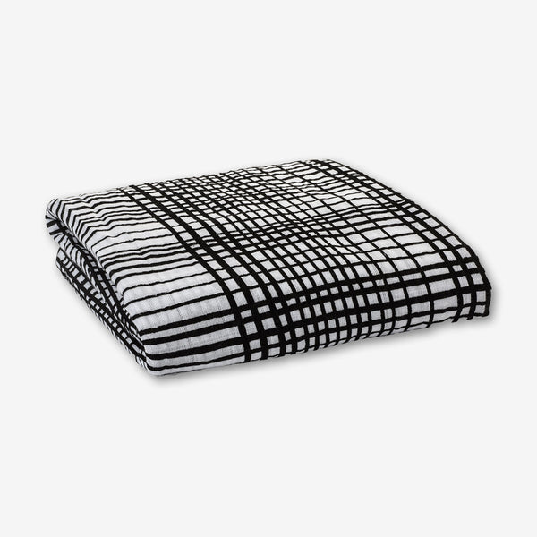 Modern Burlap Grid Muslin Swaddle Blanket