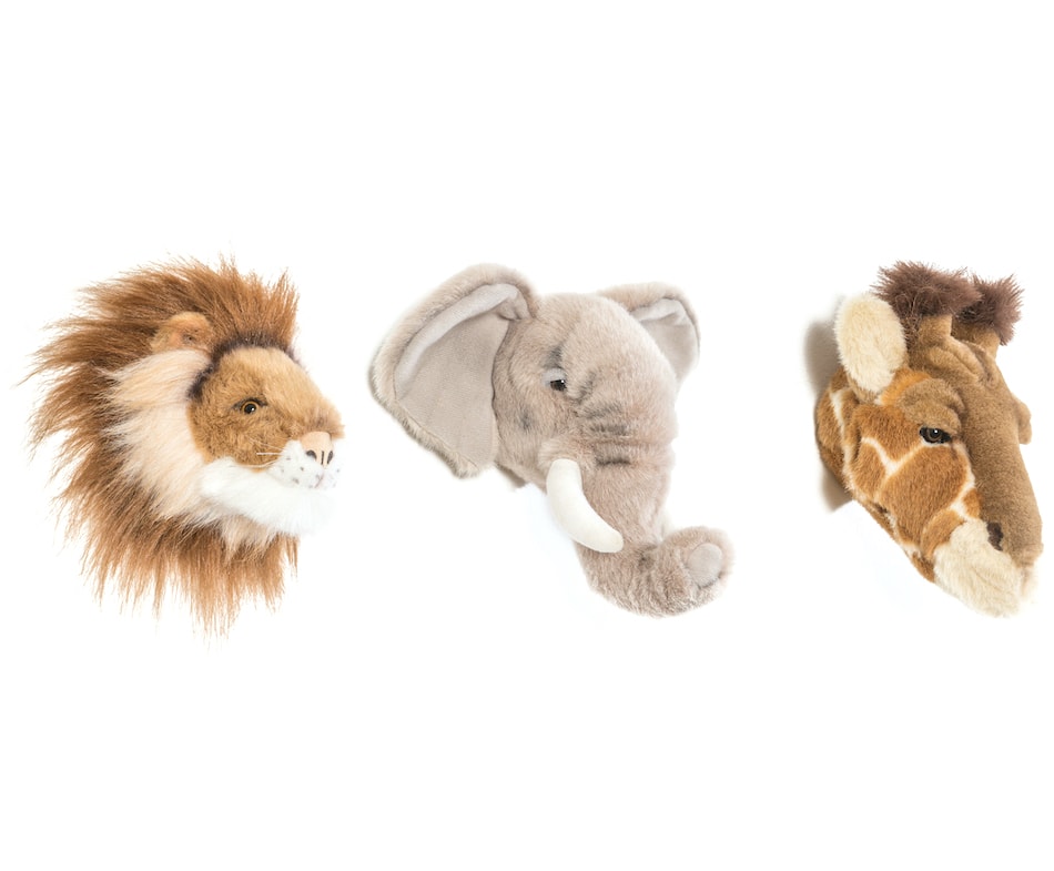 Wild & Soft Mini Safari Animal Trophy Heads - Set of 3