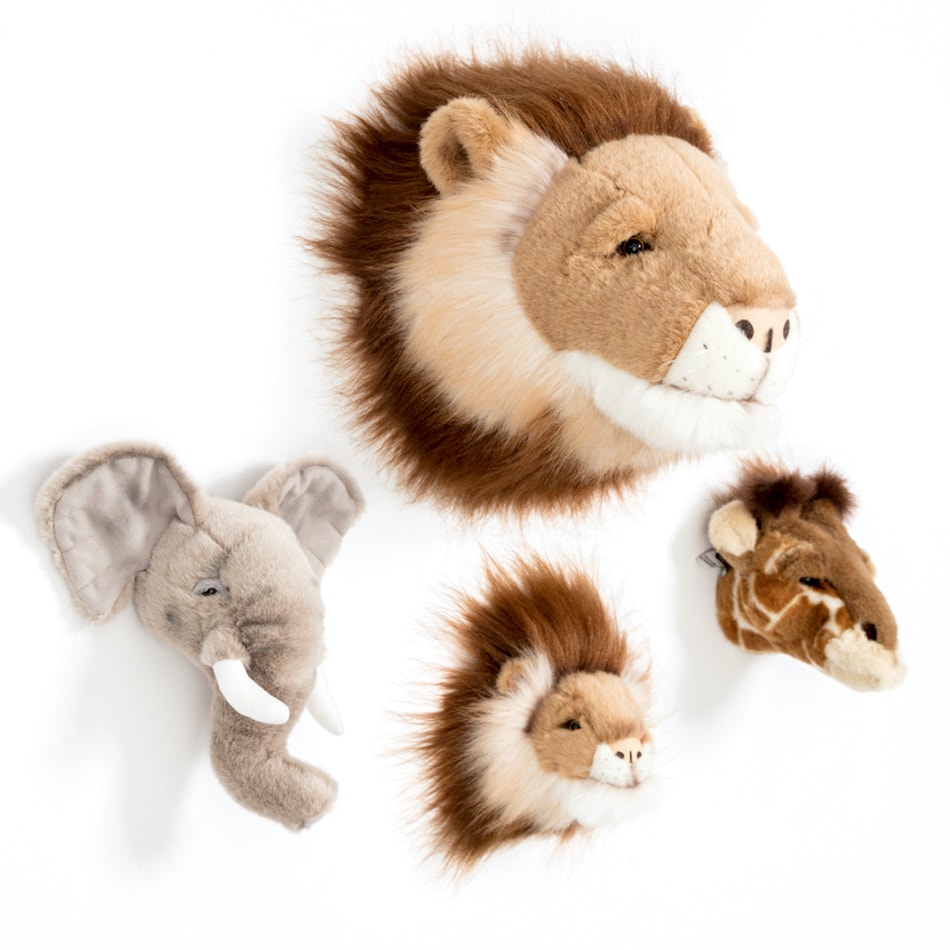 Wild & Soft Mini Safari Animal Trophy Heads - Set of 3